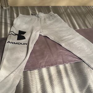 Under Armour Light Gray Joggers with Black Logo - Kids
